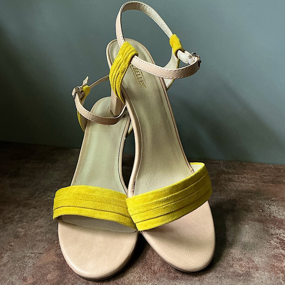 Seychelles Yellow Suede Leather High-Heel Sandals